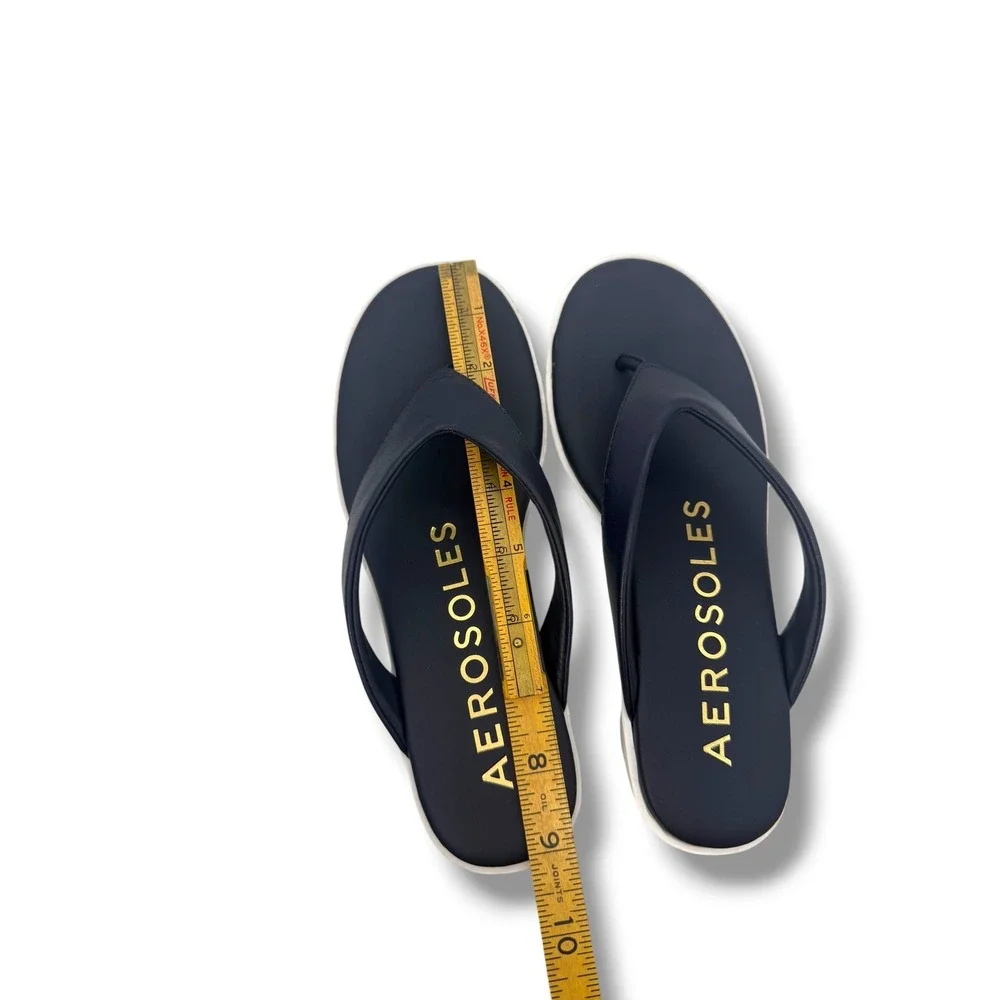 Aerosoles Navy Comfort Wedge Flip Flop/Thong Sandals Women's Size 6 Cushioned